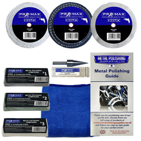 Drill Steel And Stainless Steel Metal Polishing Buffing Kit 3" x 1/2" 8pc Pro-Max