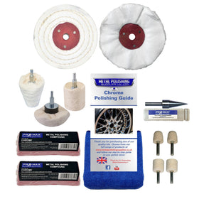 Chrome Metal Polishing Buffing Kit 4" x 1" Fits Drill 13pc