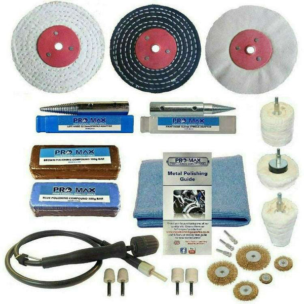 Bench Grinder Metal Polishing Kit Aluminium Alloy Brass 21pc  4" x 1/2"