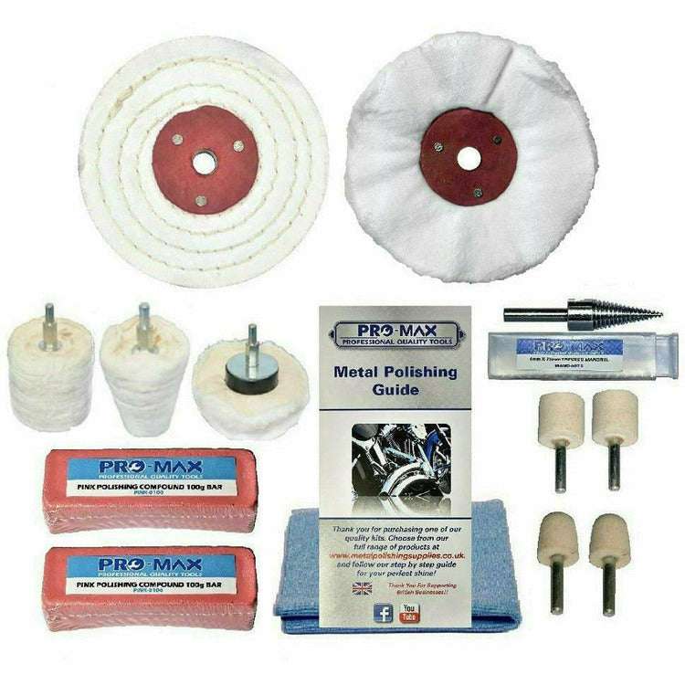 Chrome Metal Polishing Buffing Kit Fits Drill 3" x 1/2" 13pc Pro-Max