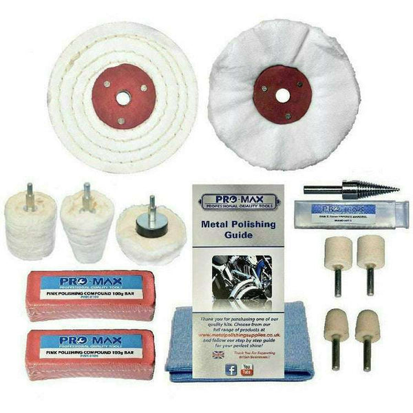 Chrome Metal Polishing Buffing Kit Fits Drill 4" x 1/2" 13pc Pro-Max