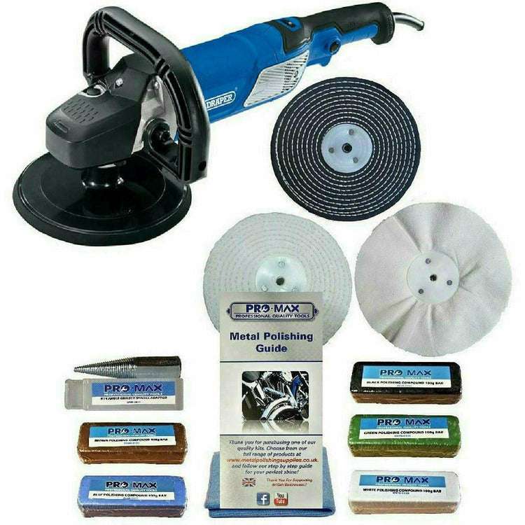 Sander Polisher 1200W Variable Speed Draper & 6" Metal Polishing Kit
