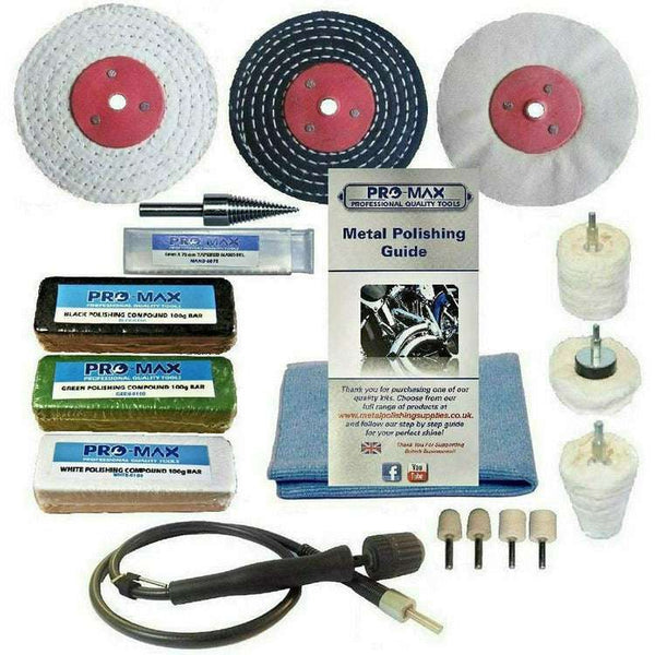 Steel & Stainless Steel Metal Polishing Buffing Kit 16pc 4" x 1" Pro-Max