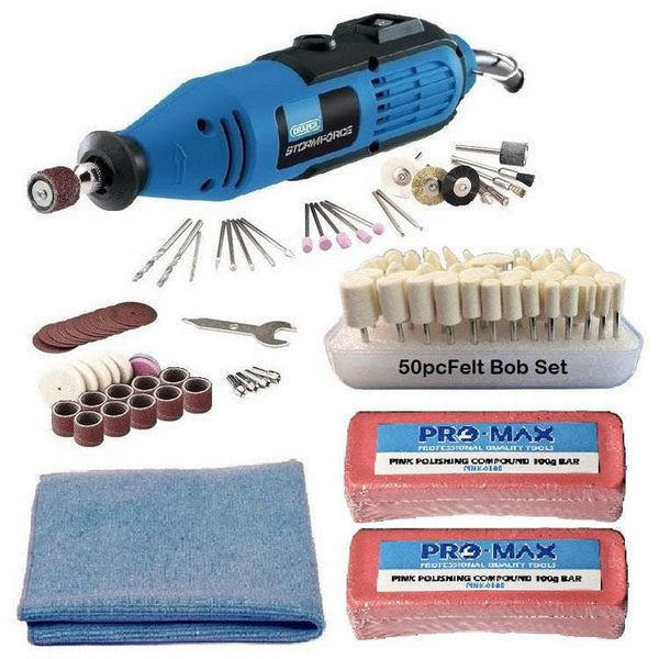 Draper 130W Hobby Tool With Chrome Metal Polishing Kit