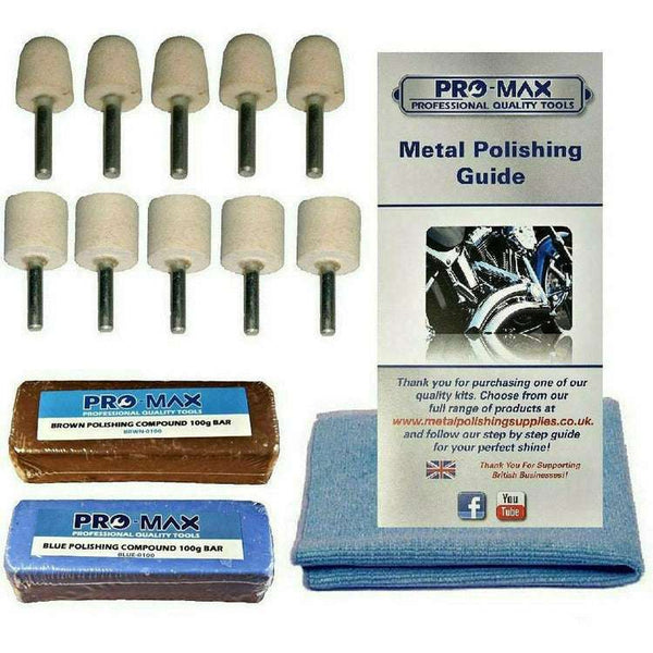 Aluminium Alloy Brass Metal Polishing Kit Drill 13pc Pro-Max