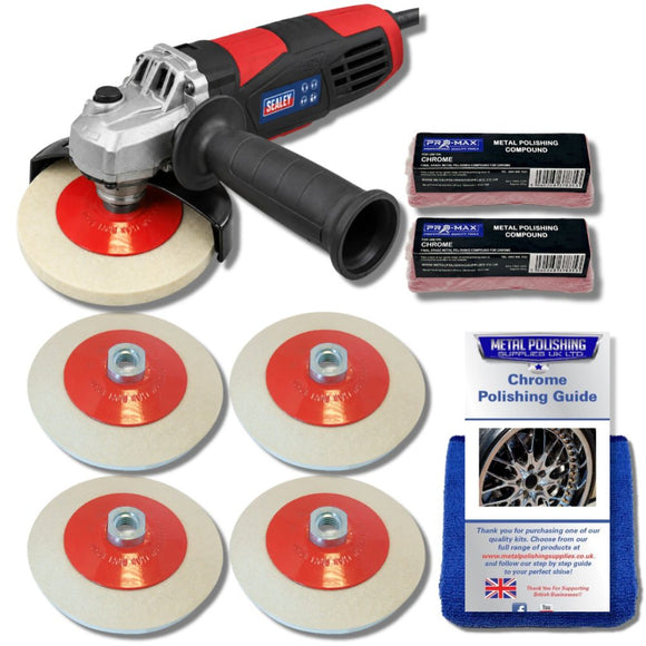 Meuleuse d'angle Draper 750W avec kit de polissage de métal chromé Pro-Max
