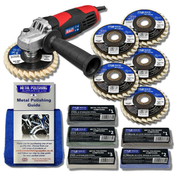 Meuleuse d'angle Draper 750W avec kit de polissage de métal en feutre à rabat 12pc