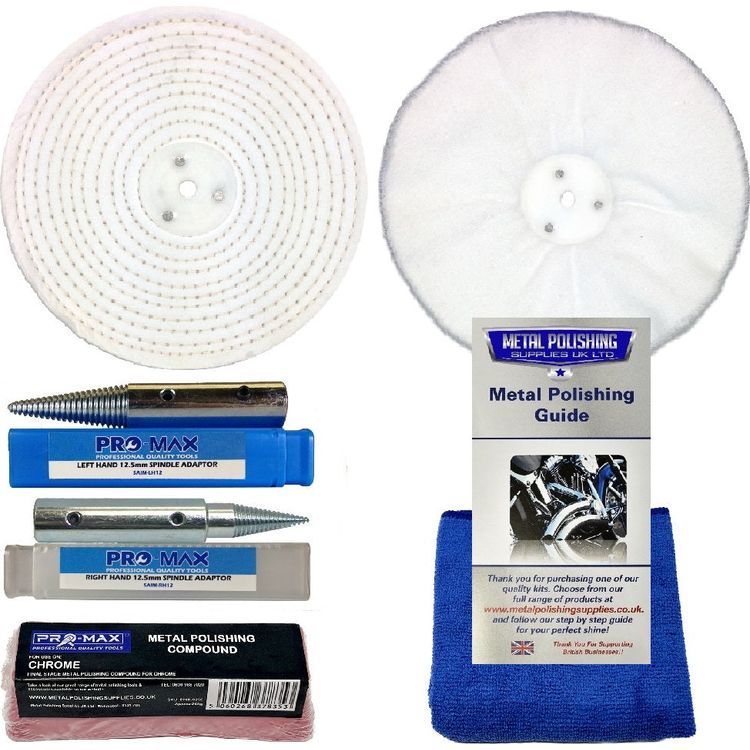 Chrome Bench Grinder Metal Polishing Kit 6pc 6" x 1" - Pro-Max