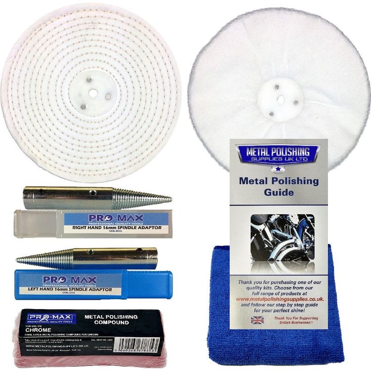 Chrome Bench Grinder Metal Polishing Kit 6pc 8" x 1" - Pro-Max