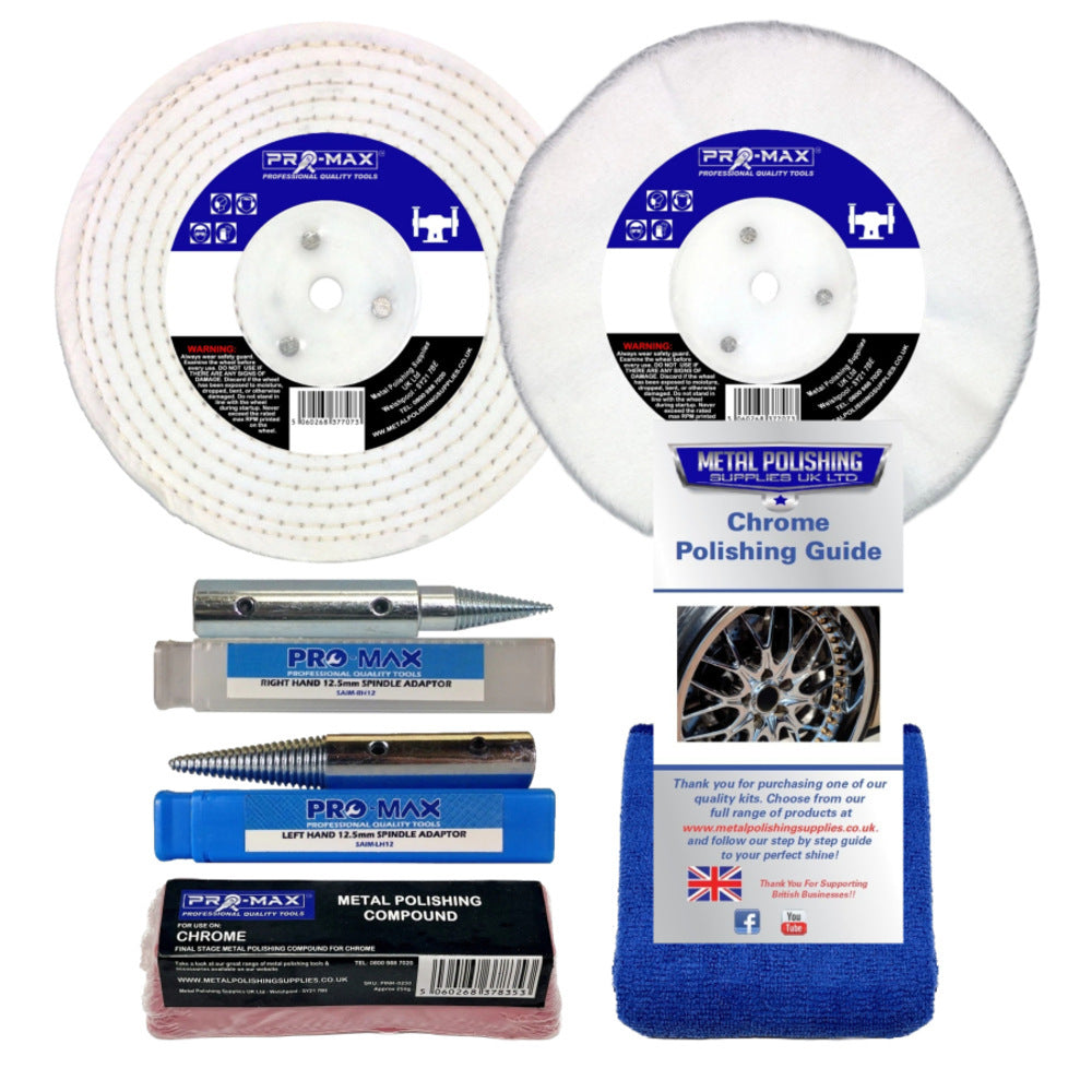 Chrome Bench Grinder Metal Polishing Kit 6pc 6" x 1" - Pro-Max