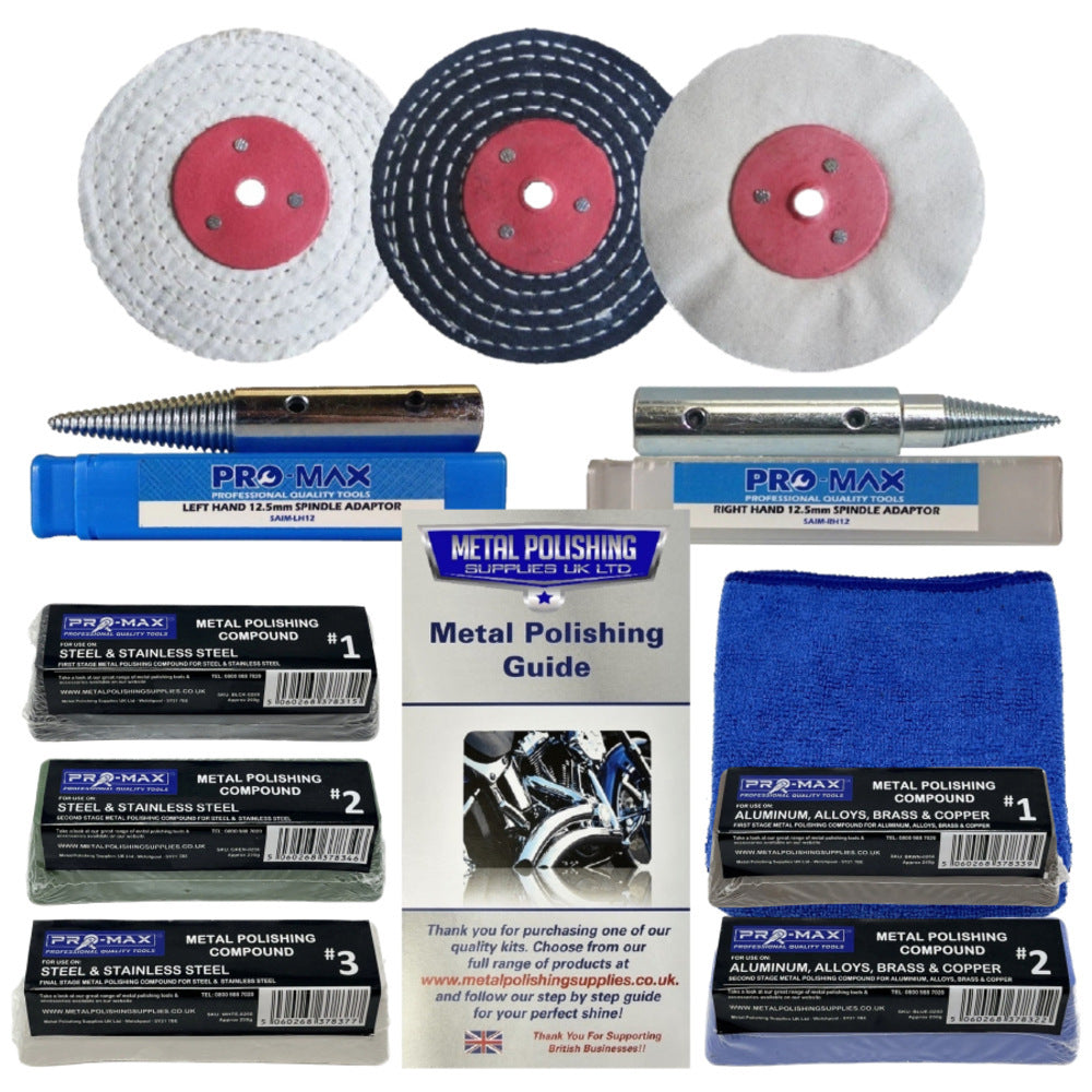 Bench Grinder Metal Polishing Kit Aluminium Alloy Brass Steel 11pc  4" x 1/2"
