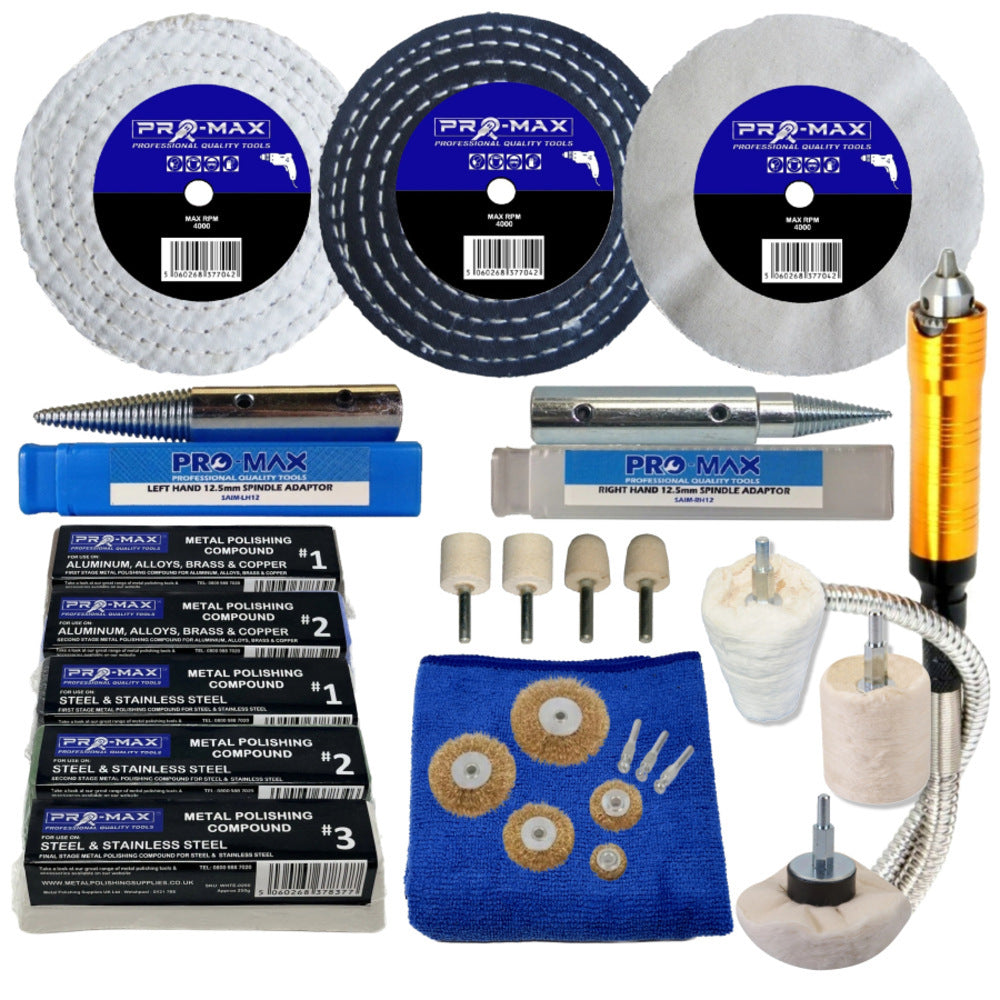 Bench Grinder Metal Polishing Kit Aluminium Alloy Brass Steel  24pc - 4" x 1/2"