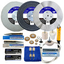 Collection of Pro-Max diamond wheel polisher parts and accessories on a white background