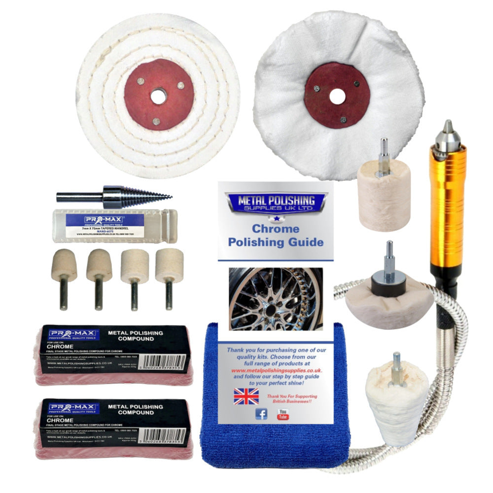Chrome Metal Polishing Buffing Kit Fits Drill 14pc