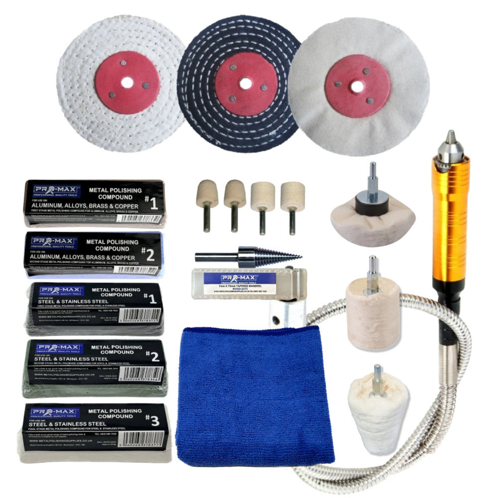 Aluminium Alloy Brass Steel 4" x 1" Metal Polishing Buffing Kit 18pc