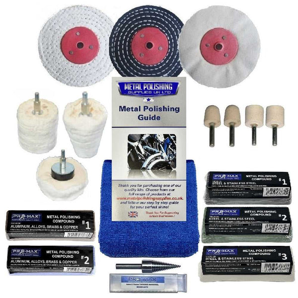 Drill Metal Polishing Kit | Aluminium, Alloy, Brass, Steel, Stainless Steel | Pro-Max Quality (Copy) Metal Polishing Supplies UK Ltd