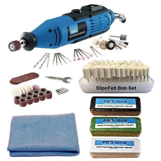 Draper 130W Hobby Tool avec kit de polissage des métaux en acier et en acier inoxydable