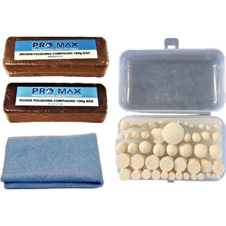 Rotary Hobby Tool Felt 56pc Jewellery / Craft Metal Polishing Kit - Pro-Max