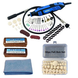 Draper 180W Hobby Tool With 53pc Jewellery / Craft Metal Polishing Kit