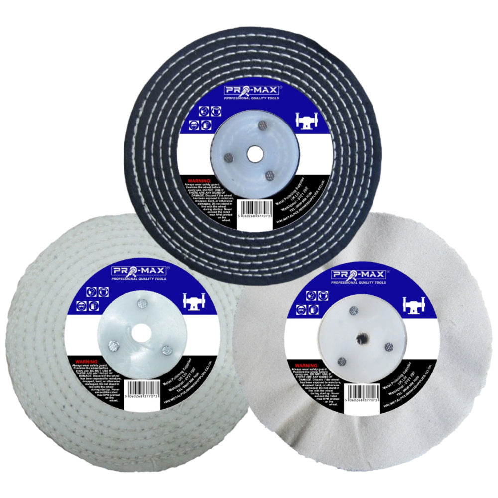 Pro-Max 6’’ x 1’’ Metal Polishing Buffing Wheel 3pc Set
