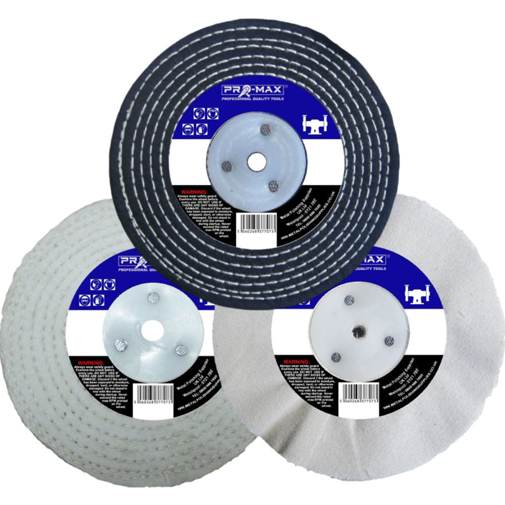 Pro-Max 8’’ x 1’’ Metal Polishing Buffing Wheel 3pc Set