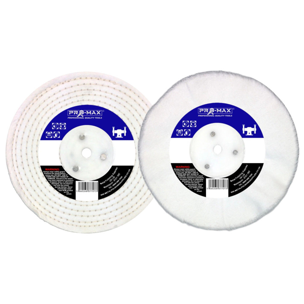 Pro-Max 6’’ x 1’’ Chrome & Jewellery Metal Polishing Buffing Wheel 2pc Set