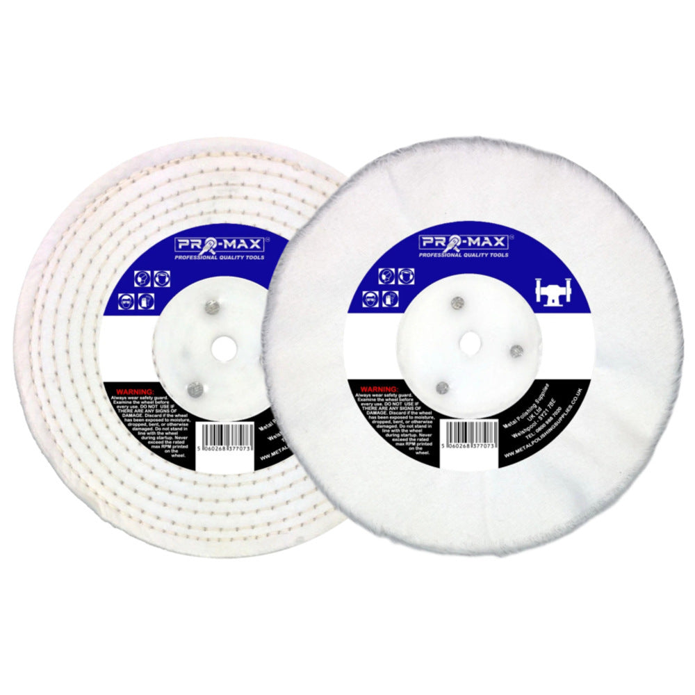 Pro-Max 8’’ x 1’’ Chrome & Jewellery Metal Polishing Buffing Wheel 2pc Set