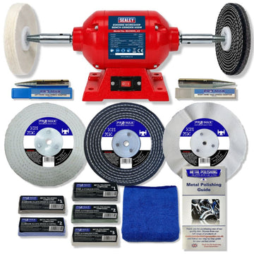 Sealey 8" 600W Bench Grinder Polisher With Pro-Max 8" Metal Polishing Kit