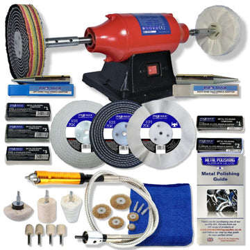 Bench Polisher Sealey 8" 550W With Pro-Max 8" Deluxe Metal Polishing Kit