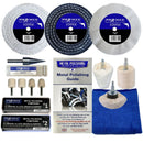 Drill Aluminium Alloy Brass Copper metal polishing kit with white and dark buffing wheels, compounds and felt bobs