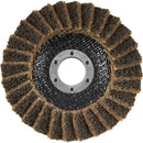 Angle Grinder Abrasive Wheel with brown non-woven abrasive flap segments and black backing, 115mm