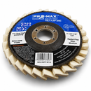 Angle Grinder Metal Polishing Kit with a cream felt flap disc, blue and black Pro-Max label, and metal centre ring