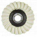 Angle Grinder Metal Polishing Kit with cream felt flap wheel and black abrasive centre for metal finishing