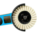 Angle Grinder Metal Polishing Kit with cream felt flap wheel and blue grinder for soft metal finishing