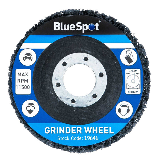 Angle Grinder Rust Remover grinding wheel, blue nylon and polyurethane disc with coarse textured edge and metal bore
