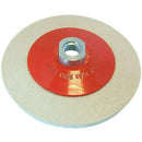 Angle Grinder Sealey felt polishing wheel with red centre, silver metal hub and beige buffing surface