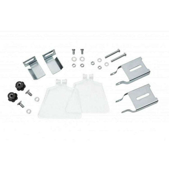 Bench Grinder 6" replacement parts with clear plastic eye shields, silver metal brackets, screws, washers and black knobs