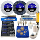 Bench Grinder Metal Polishing Kit with 24 aluminium alloy, brass and steel buffing wheels, compounds and adapters