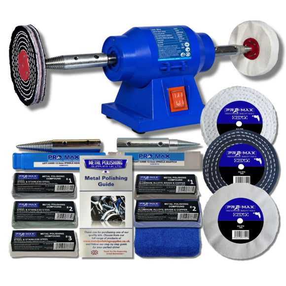 Schleifbock Polierer 6" 150W Polierer mit Pro-Max 4" Metall Polierset