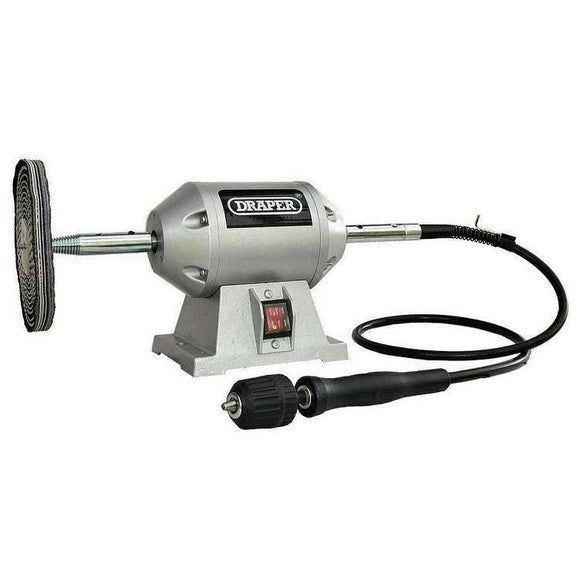 Draper 6" 250W Bench Grinder Polisher With Pro-Max 6" Deluxe Metal Polishing Kit
