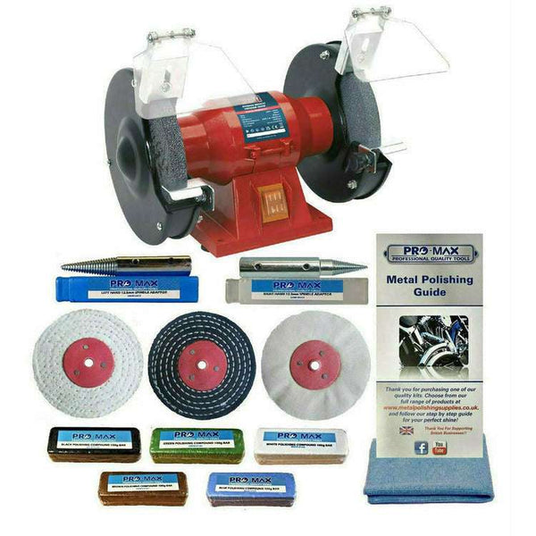 Sealey 6" 150W Bench Grinder Polisher With Pro-Max 4" Metal Polishing Kit