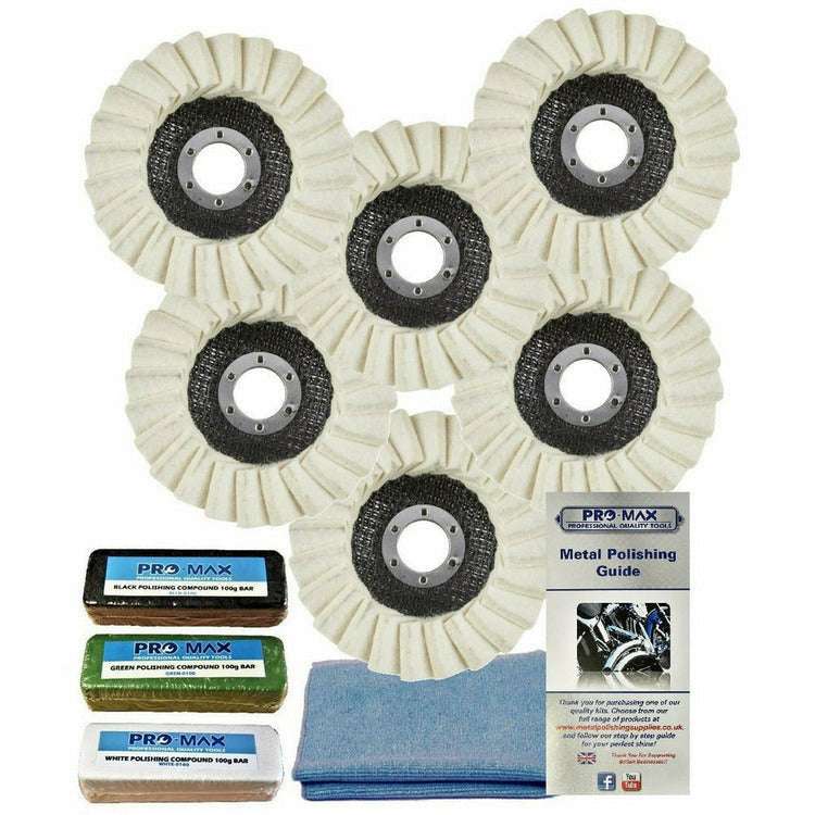 Angle Grinder Metal Polishing Buffing Kit Steel Stainless Steel 10pc - Pro-Max