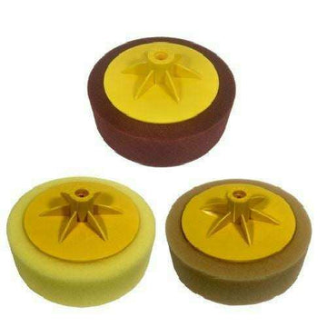 Car Polishing Buffing Pad 3-piece sponge set in firm, medium and soft foam with yellow centres