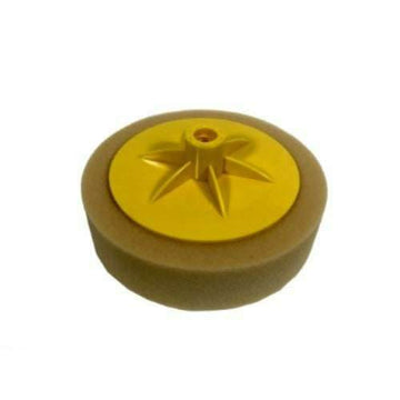 Car Polishing Buffing Pad, soft brown foam sponge with yellow M14 attachment and star-shaped centre design