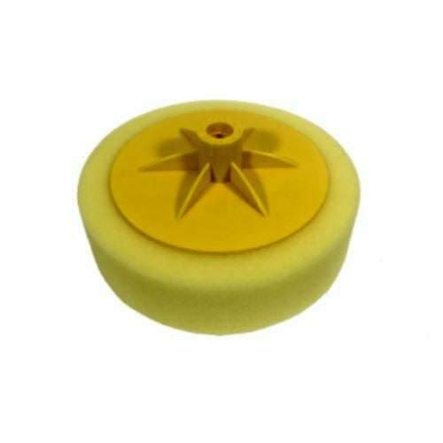 Car Polishing Buffing Pad in yellow foam with a firm sponge surface and central rotary fitting