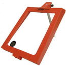 Chamois Industrial Pedestal Polisher orange metal frame with rectangular opening and adjustable safety guard