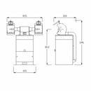 Chamois Industrial Pedestal Polisher technical line drawing showing double-ended design and integrated extraction dimensions