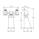 Chamois Industrial Pedestal Polisher technical line drawing with front and side dimensions in millimetres