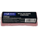 Chrome Bench Grinder pink metal polishing compound bar in Pro-Max branded packaging