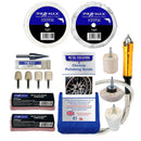 Chrome Metal Polishing Kit with white buffing wheels, polishing mops, compounds, mandrel and flex drive shaft